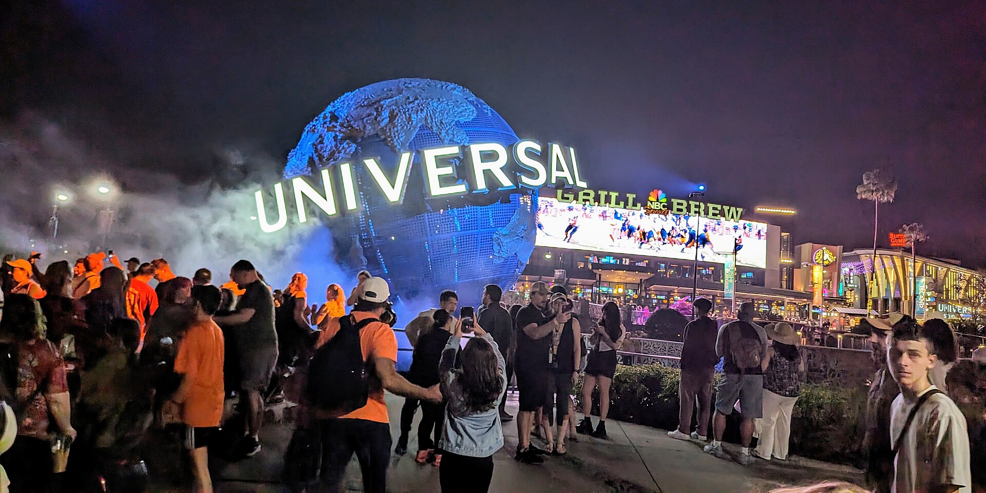 The Universal globe and fountain outside Universal Studios Florida.